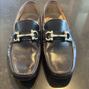 Salvatore Ferragamo BROWN Leather Loafers with Horsebit Detail